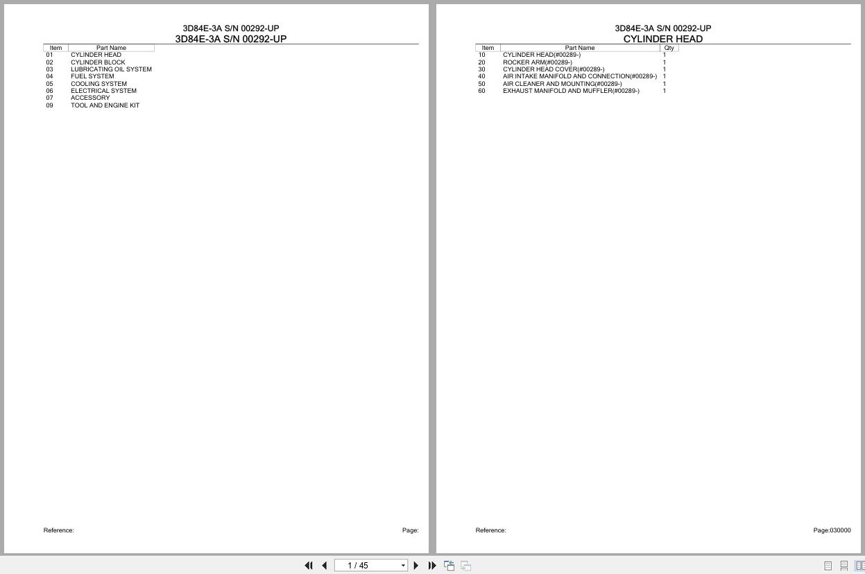 Komatsu Engine 3D84E 3A 00292 UP Parts Catalog (1)