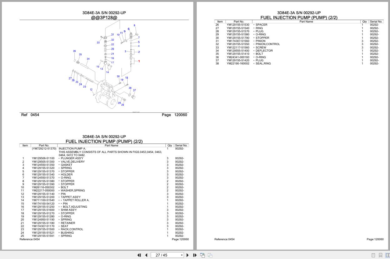 Komatsu Engine 3D84E 3A 00292 UP Parts Catalog (2)