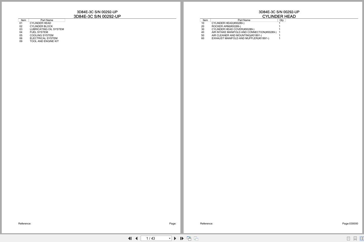 Komatsu Engine 3D84E 3C 00292 UP Parts Catalog (1)