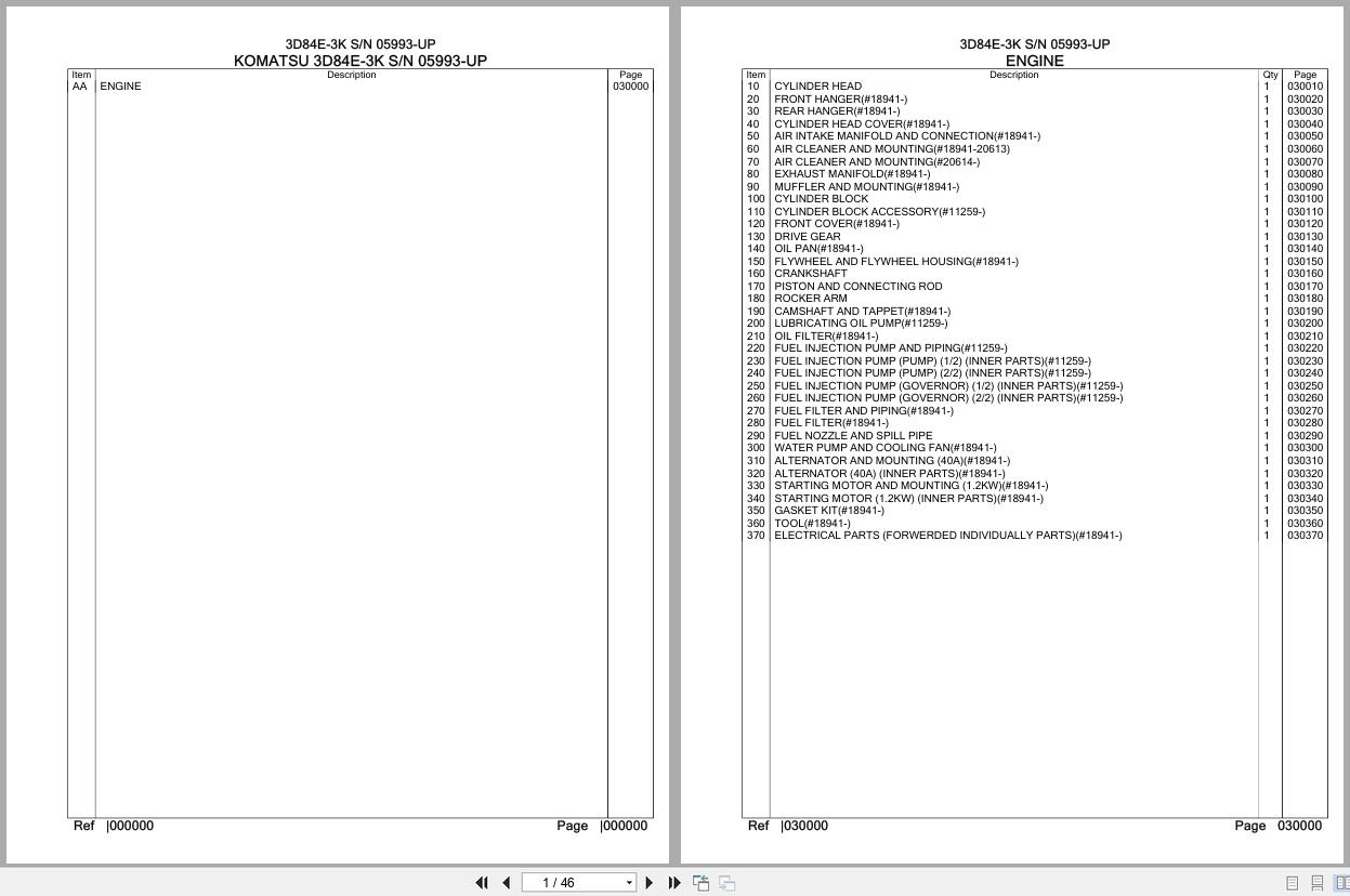 Komatsu Engine 3D84E 3K 05993 UP Parts Catalog (1)