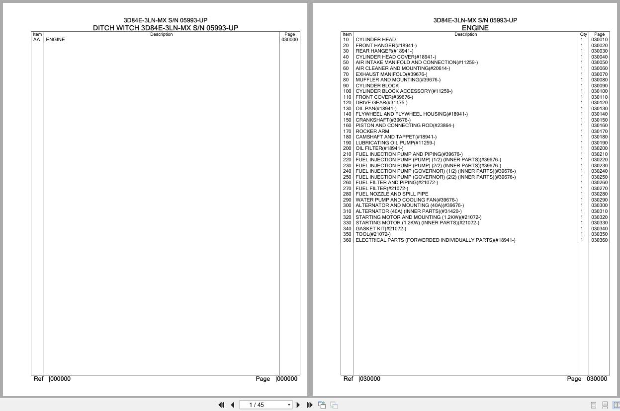 Komatsu Engine 3D84E 3LN MX 05993 UP Parts Catalog (1)
