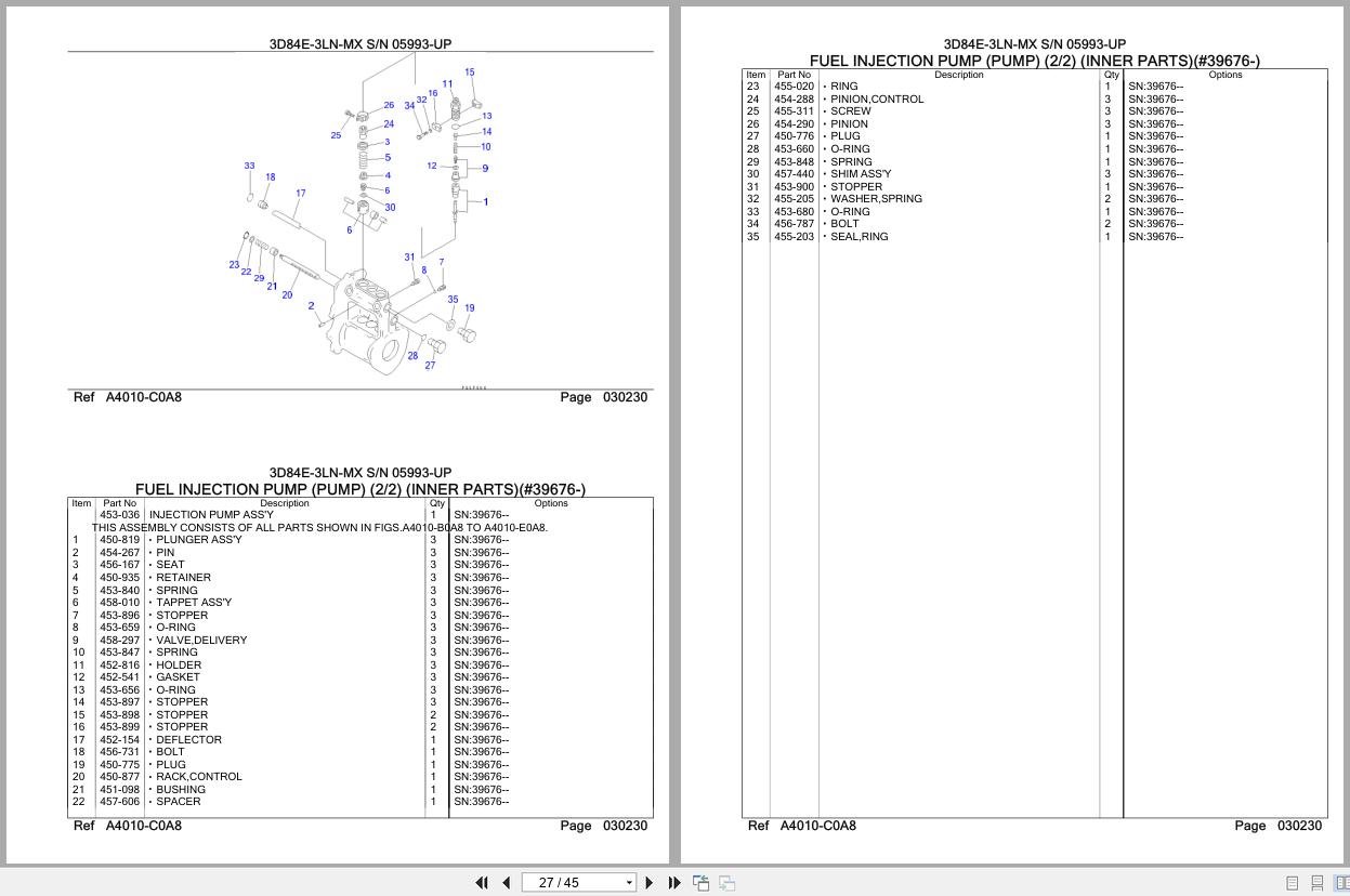 Komatsu Engine 3D84E 3LN MX 05993 UP Parts Catalog (2)
