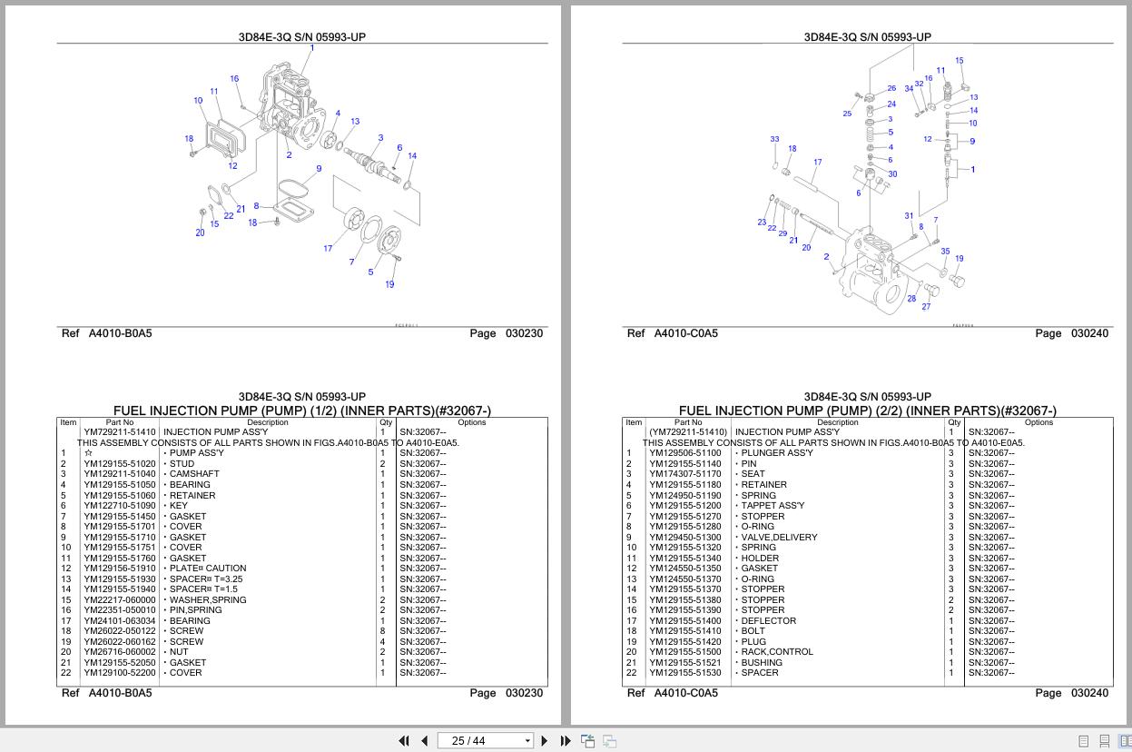 Komatsu Engine 3D84E 3Q 05993 UP Parts Catalog (2)