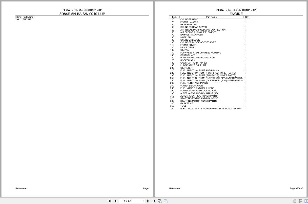 Komatsu Engine 3D84E 5N BA 00101 UP Parts Catalog (1)