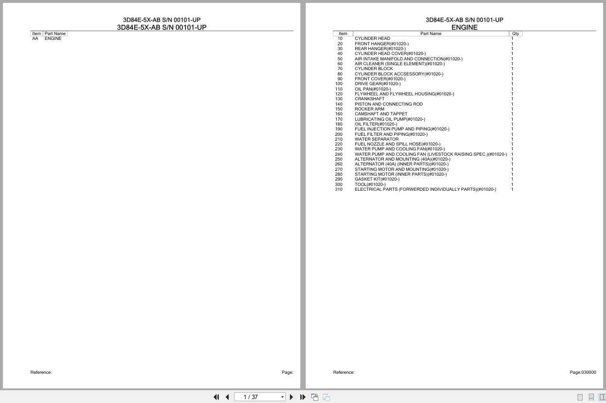 Komatsu Engine 3D84E 5X AB 00101 UP Parts Catalog (1)