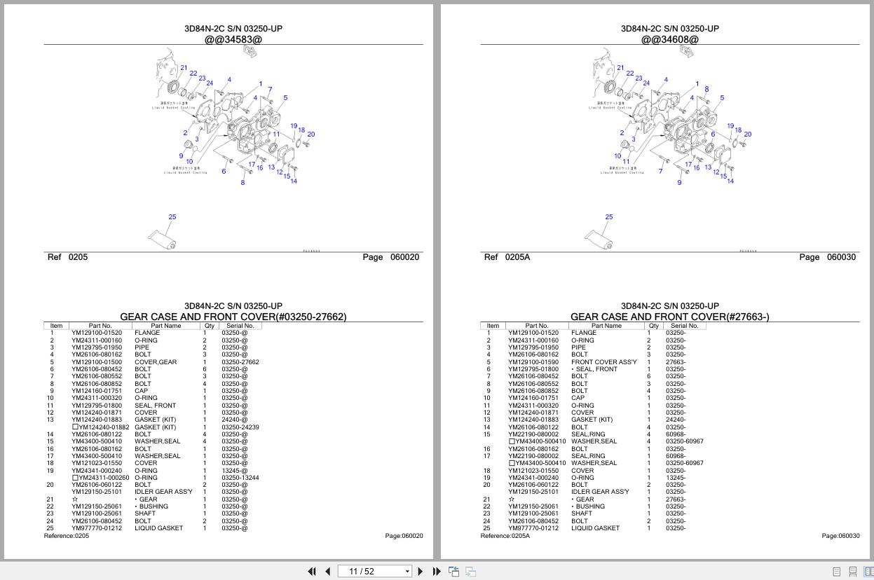 Komatsu Engine 3D84N 2C 03250 UP Parts Catalog (2)