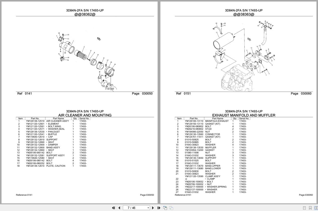 Komatsu Engine 3D84N 2FA 17493 UP Parts Catalog (2)