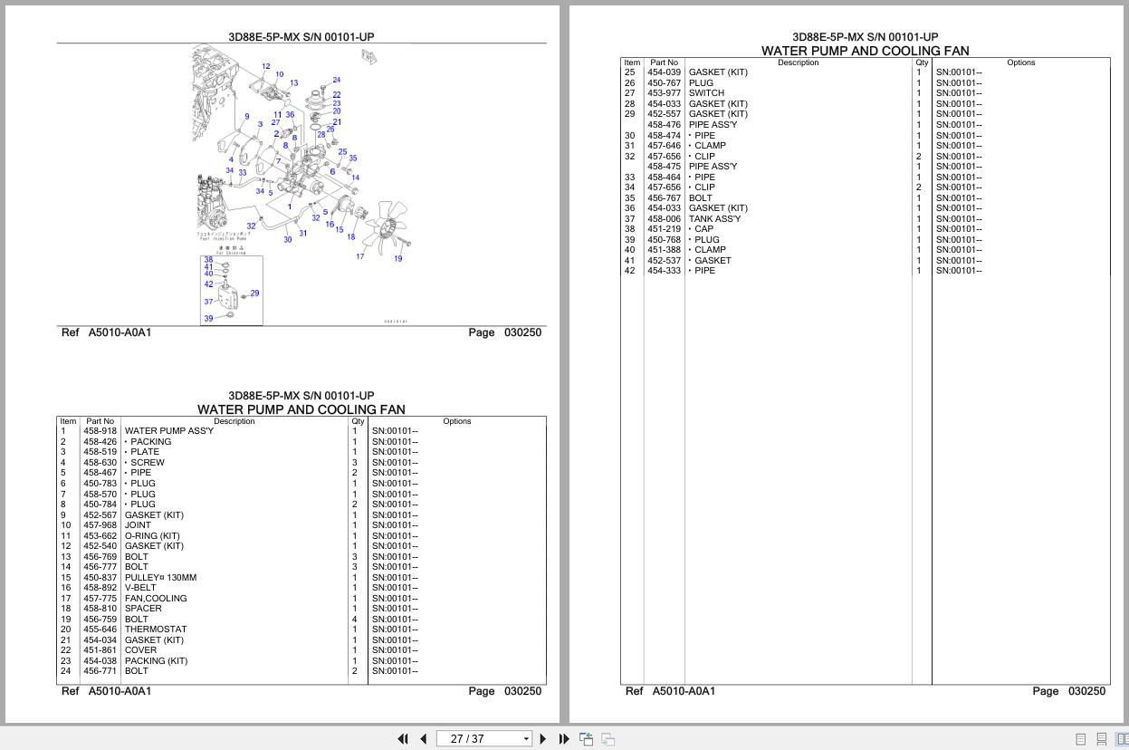 Komatsu Engine 3D88E 5P MX 00101 UP Parts Catalog (2)