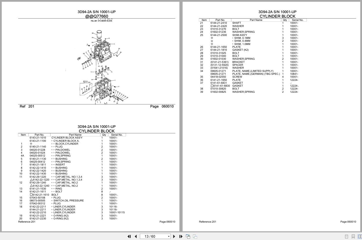 Komatsu Engine 3D94 2A 10001 UP Parts Catalog (2)