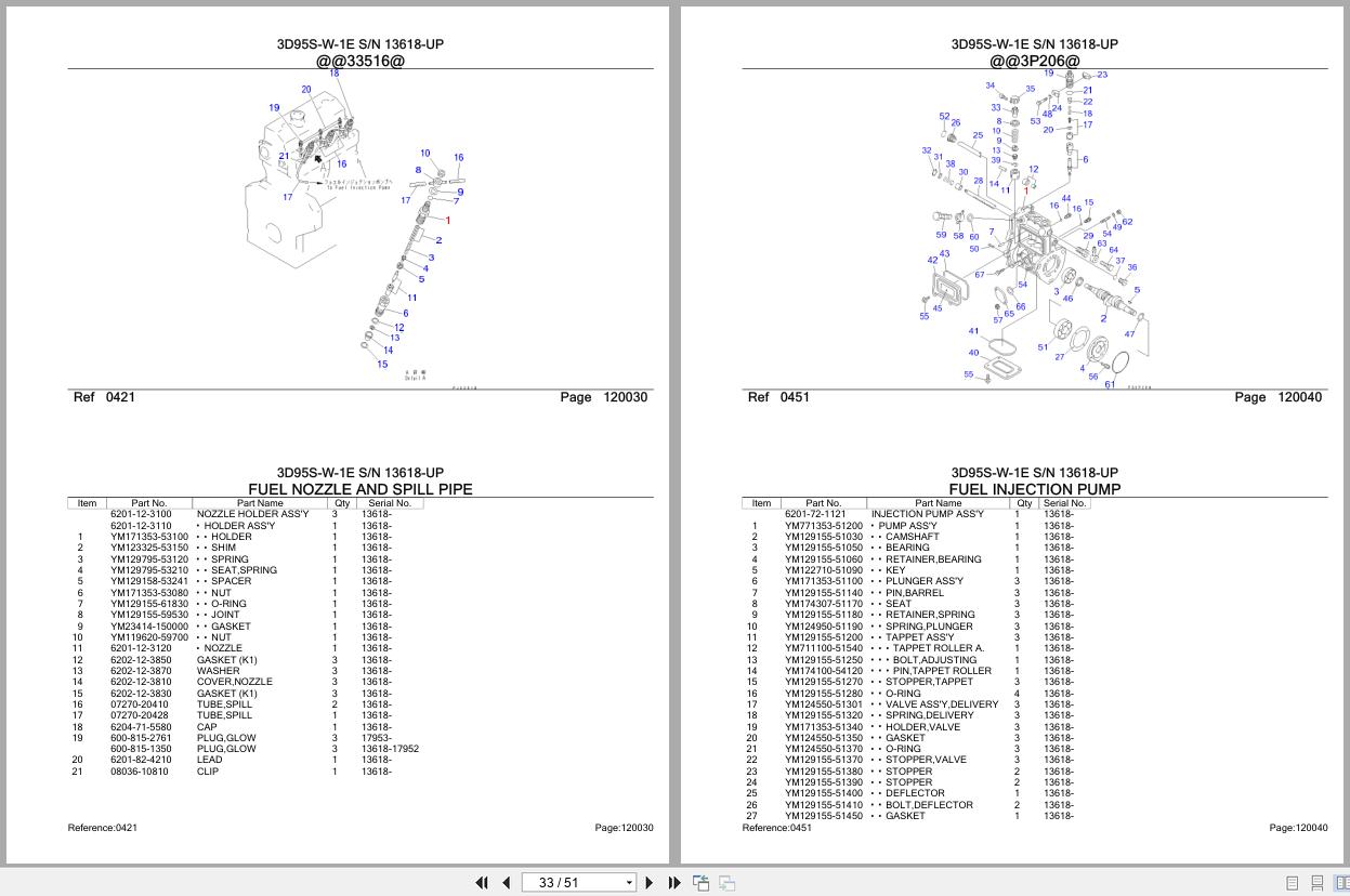 Komatsu Engine 3D95S W 1E 13618 UP Parts Catalog (2)