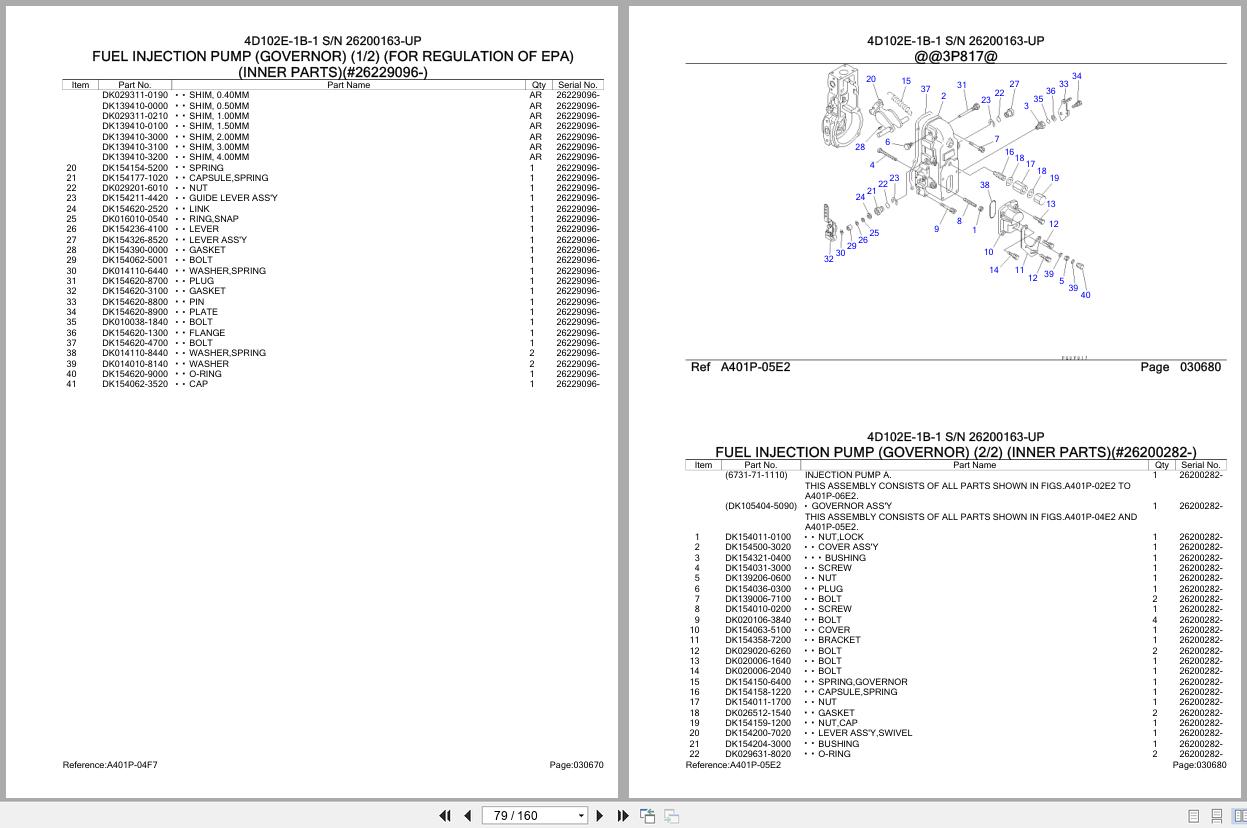 Komatsu Engine 4D102E 1B 1 26200163 UP Parts Catalog (2)