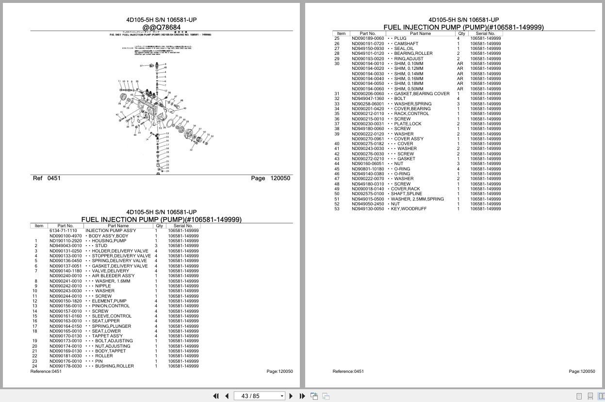 Komatsu Engine 4D105 5H 106581 UP Parts Catalog (2)