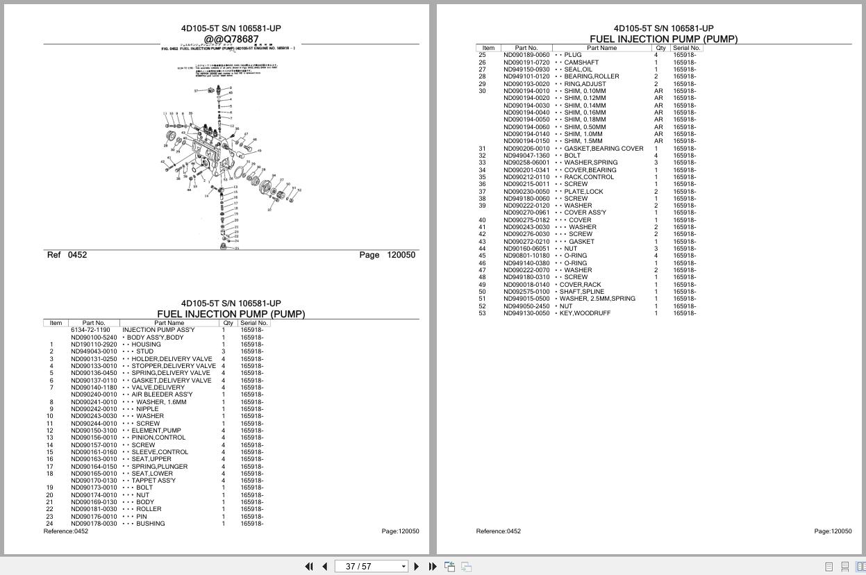 Komatsu Engine 4D105 5T 106581 UP Parts Catalog (2)