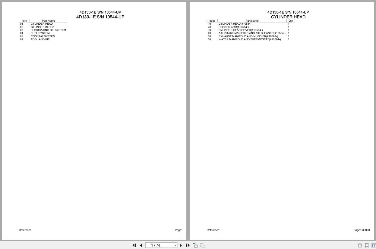 Komatsu Engine 4D130 1E 10544 UP Parts Catalog (1)
