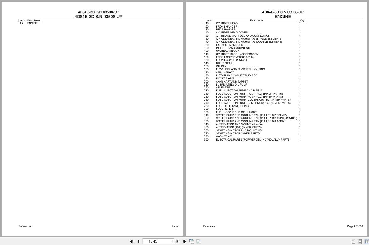 Komatsu Engine 4D84E 3D 03508 UP Parts Catalog (1)