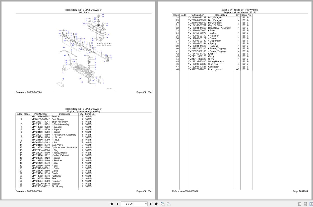 Komatsu Engine 4D88 6 16615 UP Parts Catalog (2)