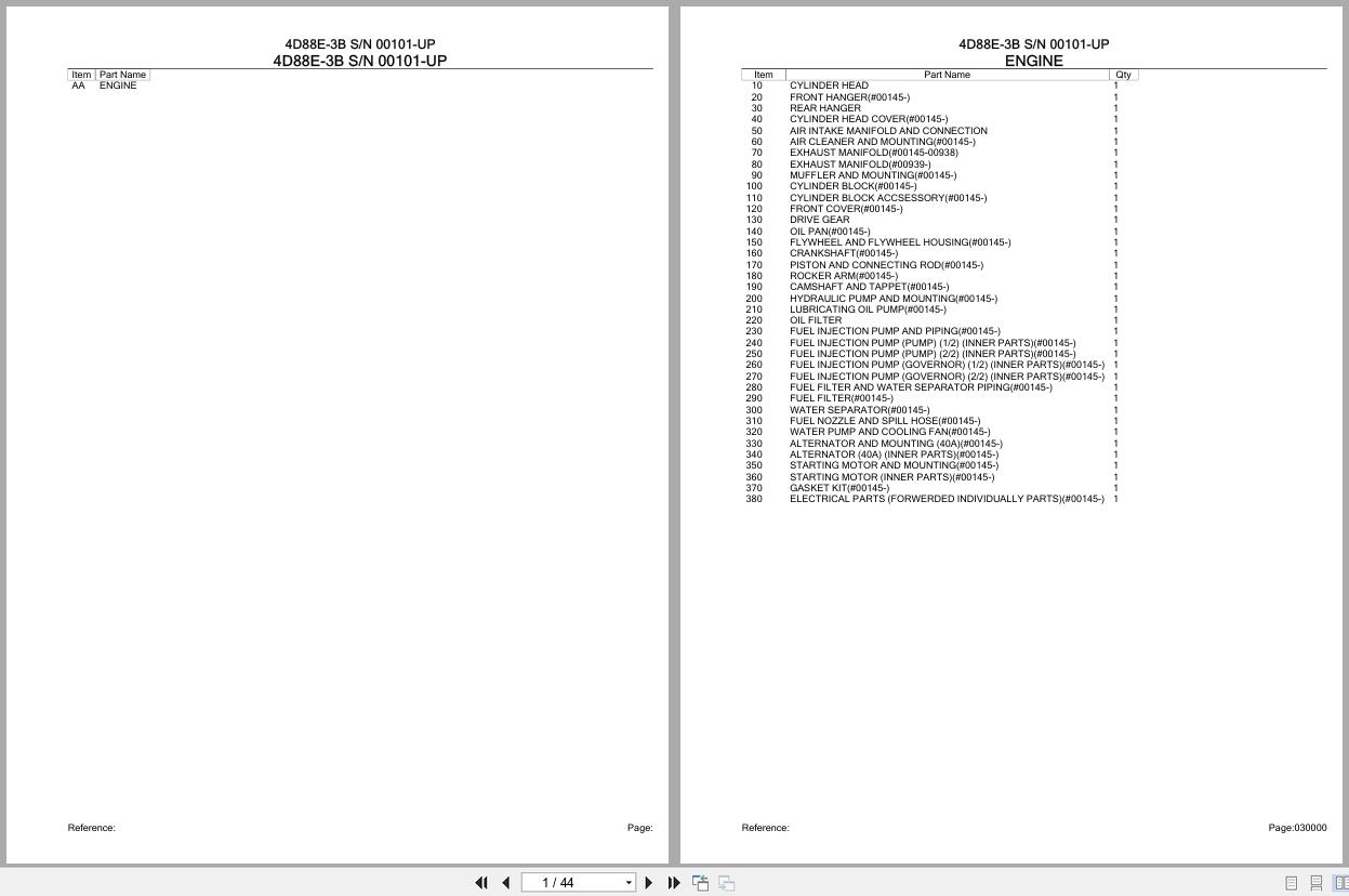 Komatsu Engine 4D88E 3B 00101 UP Parts Catalog (1)