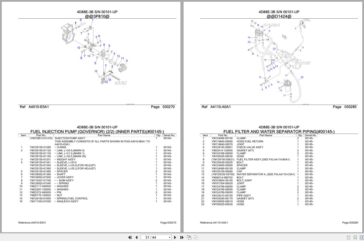 Komatsu Engine 4D88E 3B 00101 UP Parts Catalog (2)