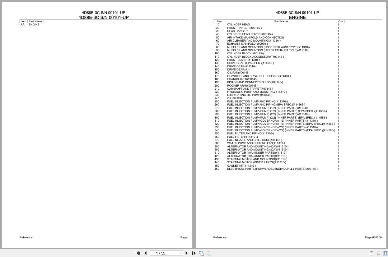 Komatsu Engine 4D88E 3C 00101 UP Parts Catalog (1)