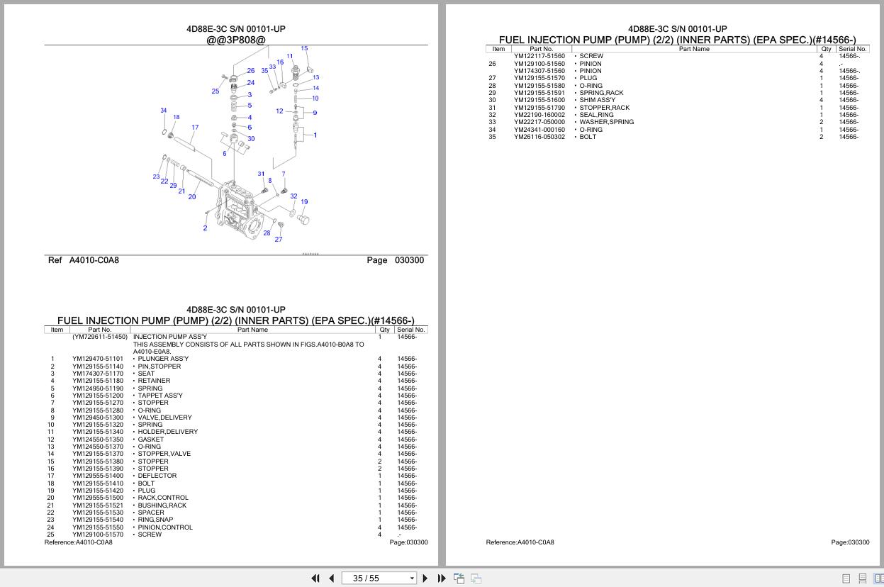 Komatsu Engine 4D88E 3C 00101 UP Parts Catalog (2)