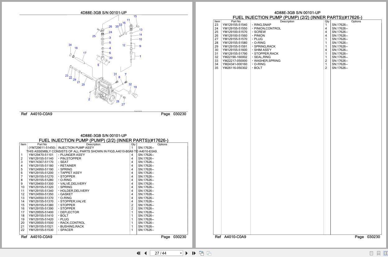 Komatsu Engine 4D88E 3GB 00101 UP Parts Catalog (2)
