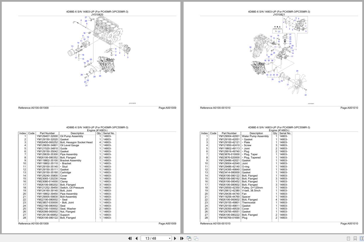 Komatsu Engine 4D88E 6 14803 UP Parts Catalog (2)