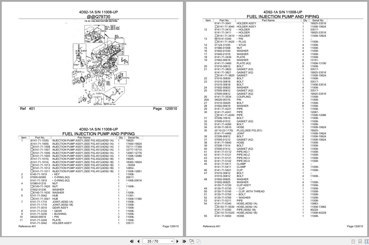 Komatsu Engine 4D92 1A 11008 UP Parts Catalog (2)
