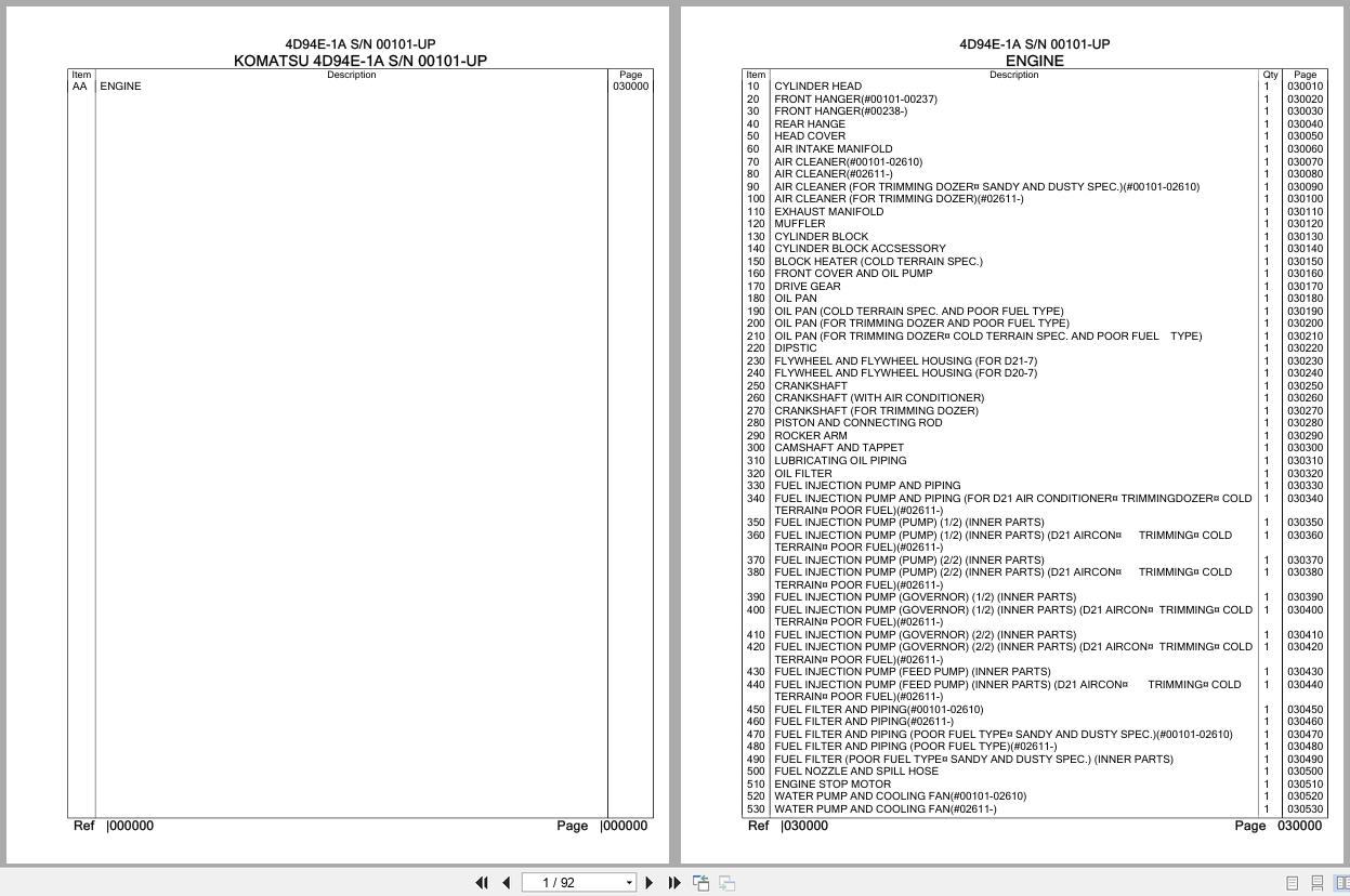 Komatsu Engine 4D94E 1A 00101 UP Parts Catalog (1)