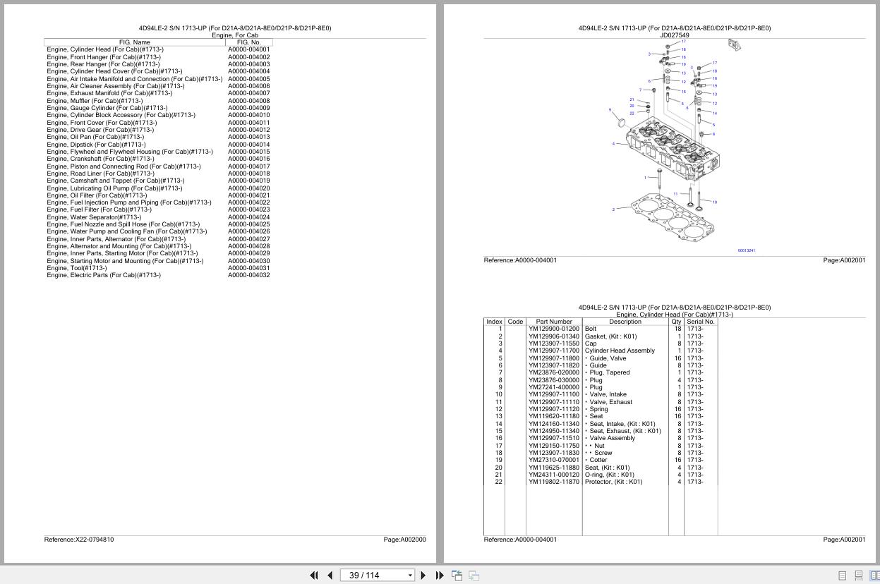 Komatsu Engine 4D94LE 2 1713 UP Parts Catalog (2)