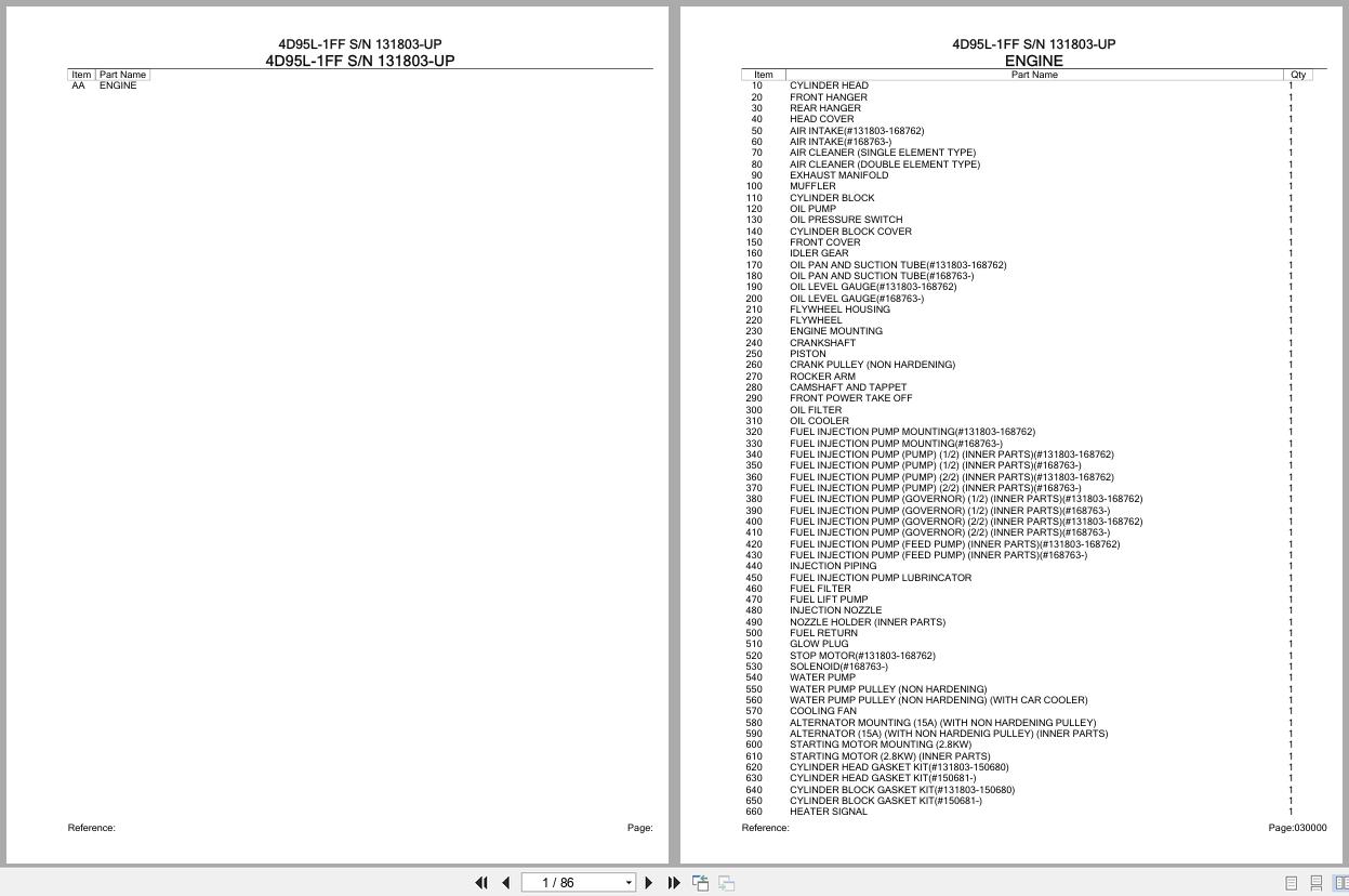 Komatsu Engine 4D95L 1FF 131803 UP Parts Catalog (1)