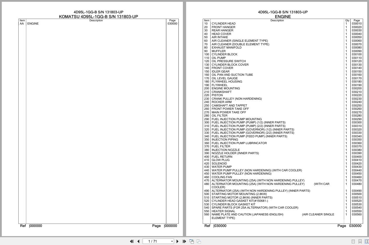 Komatsu Engine 4D95L 1GG 131803 UP Parts Catalog (1)