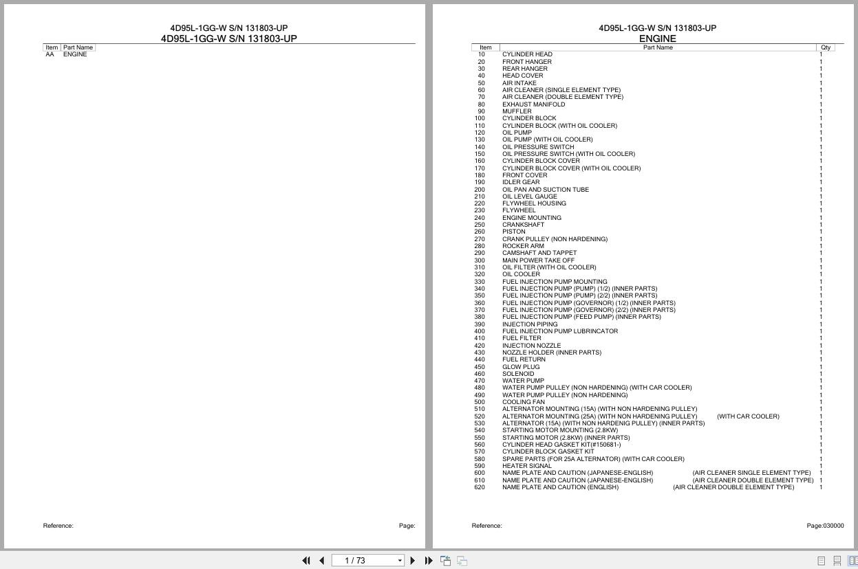 Komatsu Engine 4D95L 1GG W 131803 UP Parts Catalog (1)