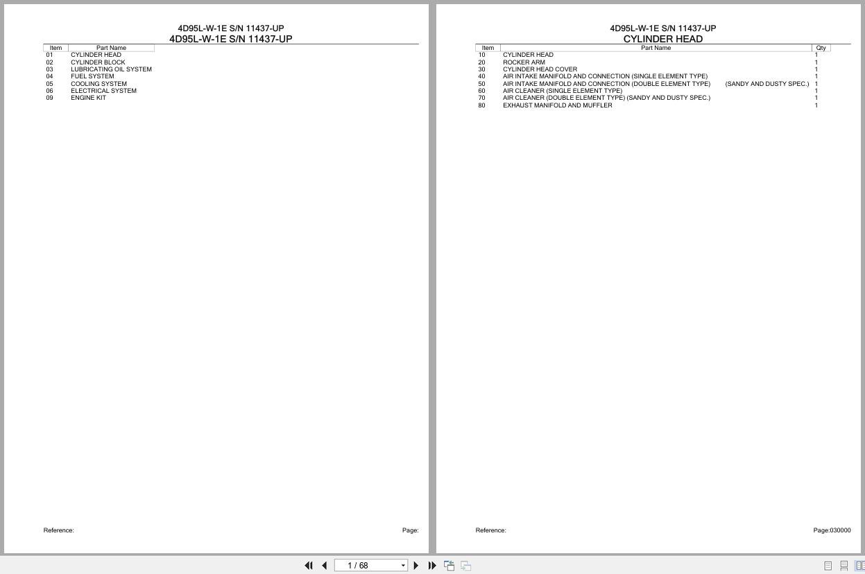 Komatsu Engine 4D95L W 1E 11437 UP Parts Catalog (1)