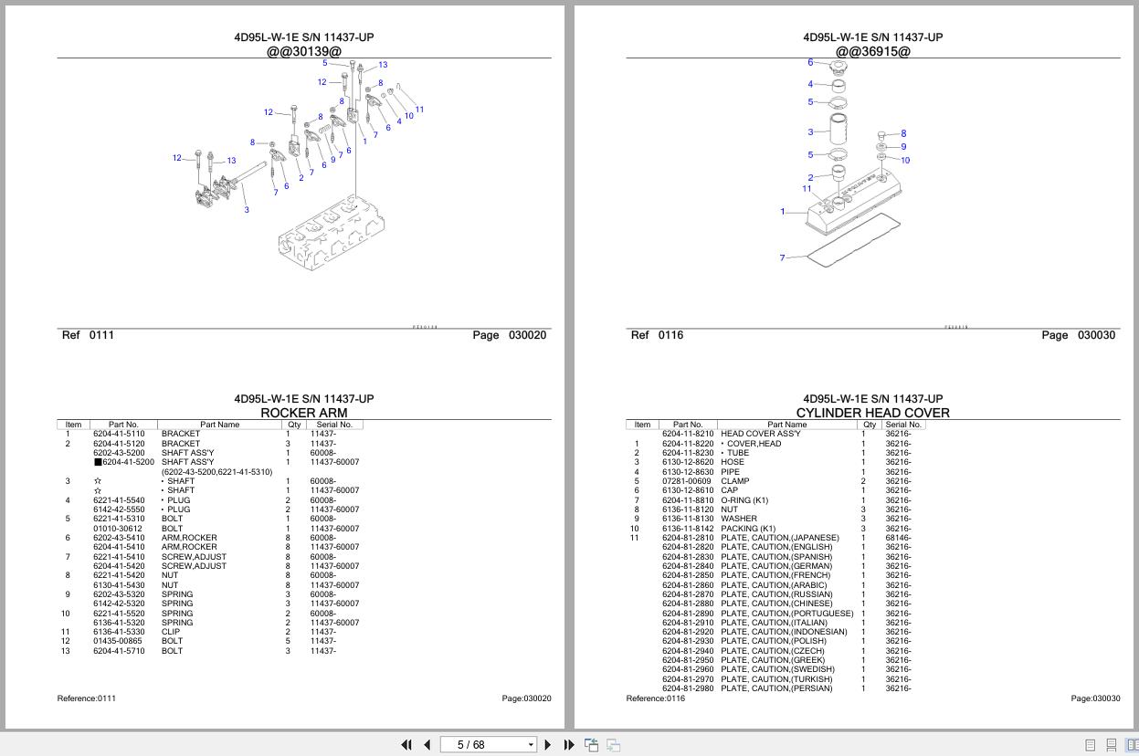 Komatsu Engine 4D95L W 1E 11437 UP Parts Catalog (2)