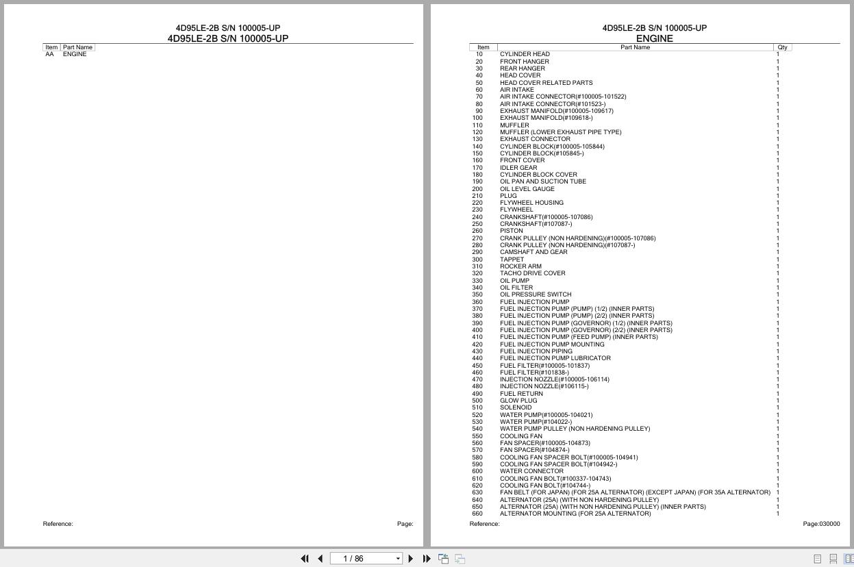 Komatsu Engine 4D95LE 2B 100005 UP Parts Catalog (1)