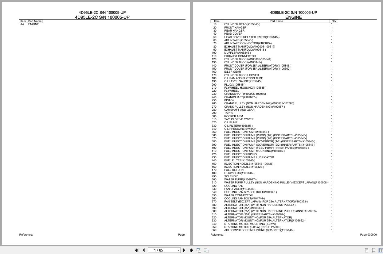 Komatsu Engine 4D95LE 2C 100005 UP Parts Catalog (1)