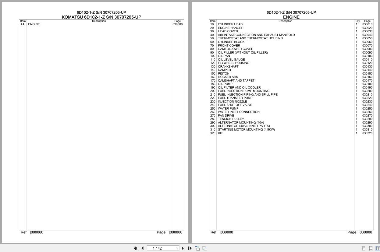 Komatsu Engine 6D102 1 Z 30707205 UP Parts Catalog (1)