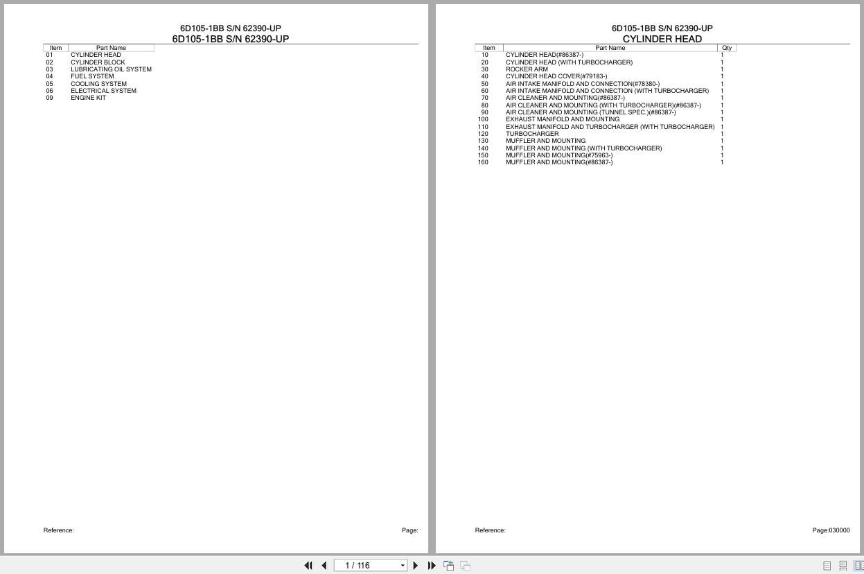 Komatsu Engine 6D105 1BB 62390 UP Parts Catalog (1)