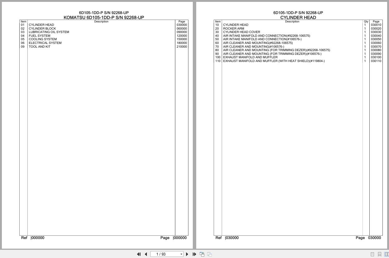 Komatsu Engine 6D105 1DD P 92268 UP Parts Catalog (1)