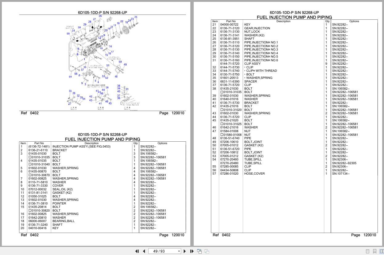 Komatsu Engine 6D105 1DD P 92268 UP Parts Catalog (2)