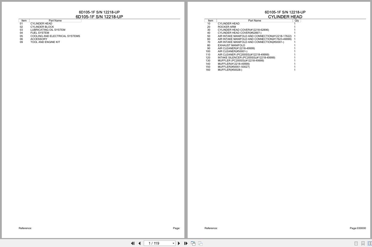 Komatsu Engine 6D105 1F 12218 UP Parts Catalog (1)