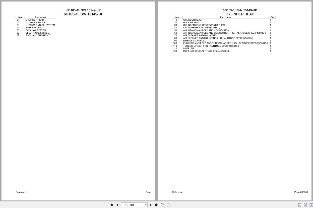 Komatsu Engine 6D105 1L 15149 UP Parts Catalog (1)