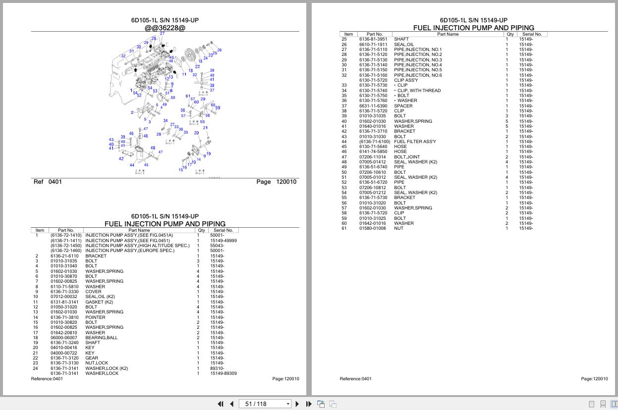 Komatsu Engine 6D105 1L 15149 UP Parts Catalog (2)