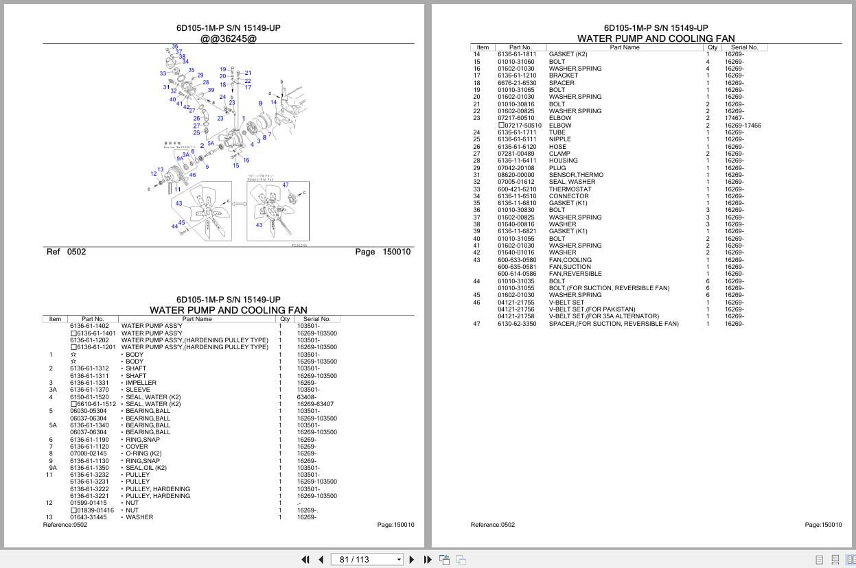 Komatsu Engine 6D105 1M P 15149 UP Parts Catalog (2)