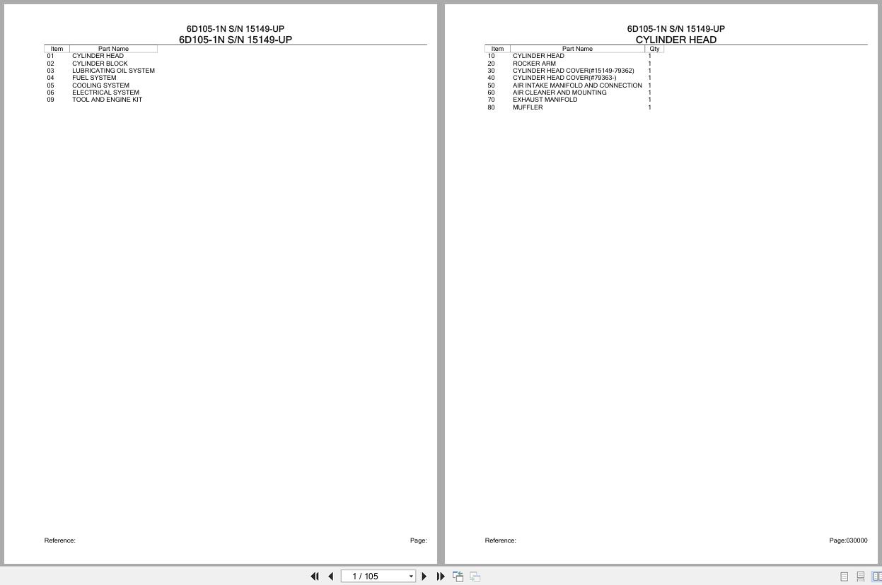 Komatsu Engine 6D105 1N 15149 UP Parts Catalog (1)