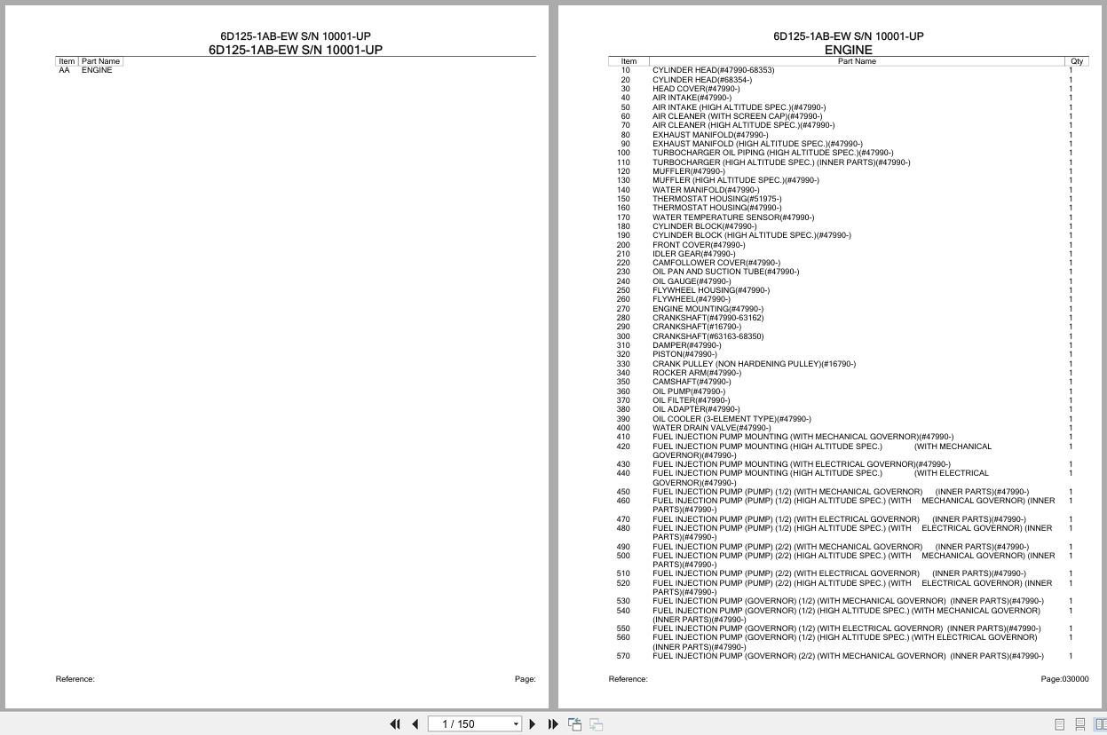 Komatsu Engine 6D125 1AB EW 10001 UP Parts Catalog (1)