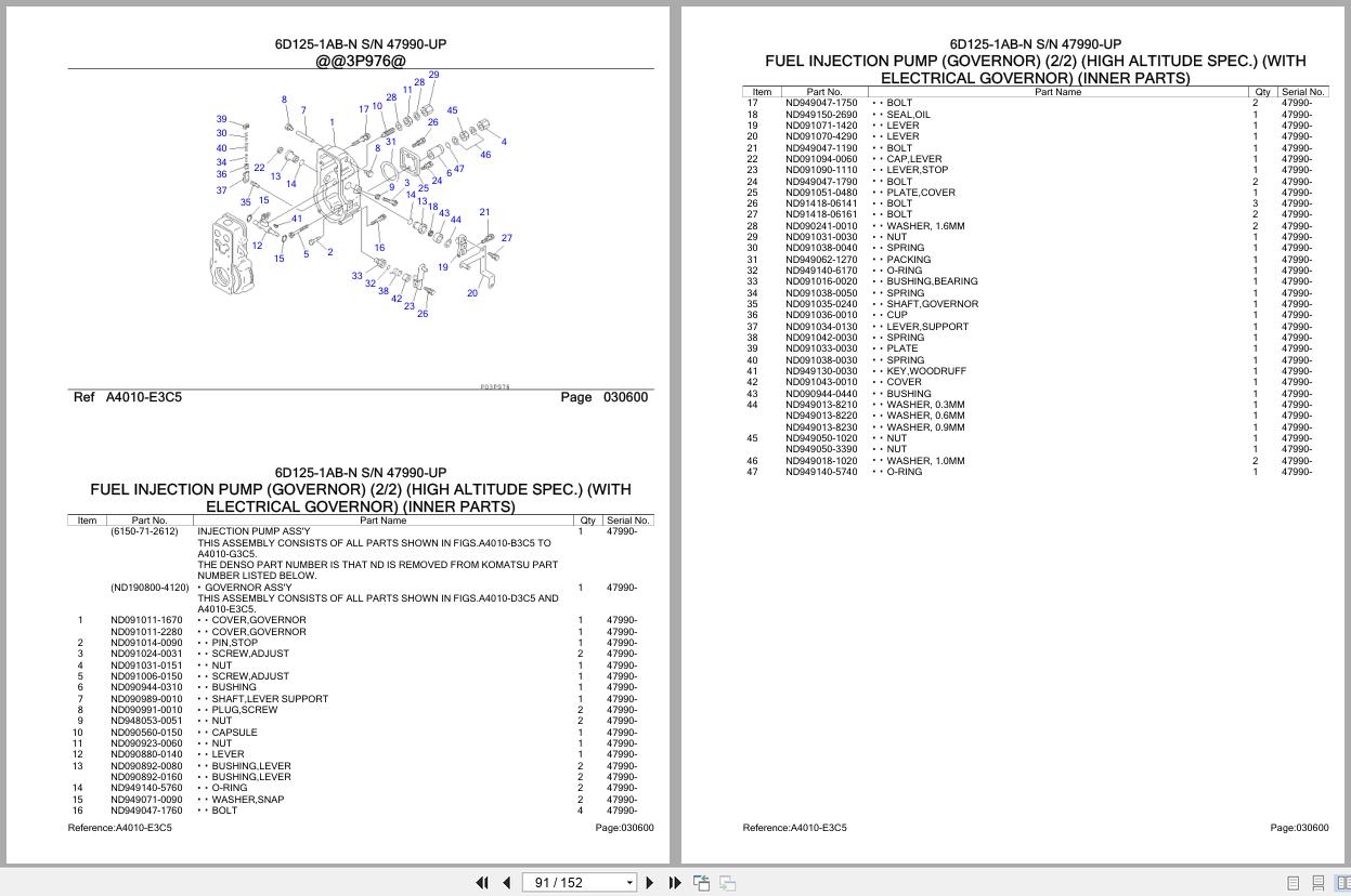 Komatsu Engine 6D125 1AB N 47990 UP Parts Catalog (2)