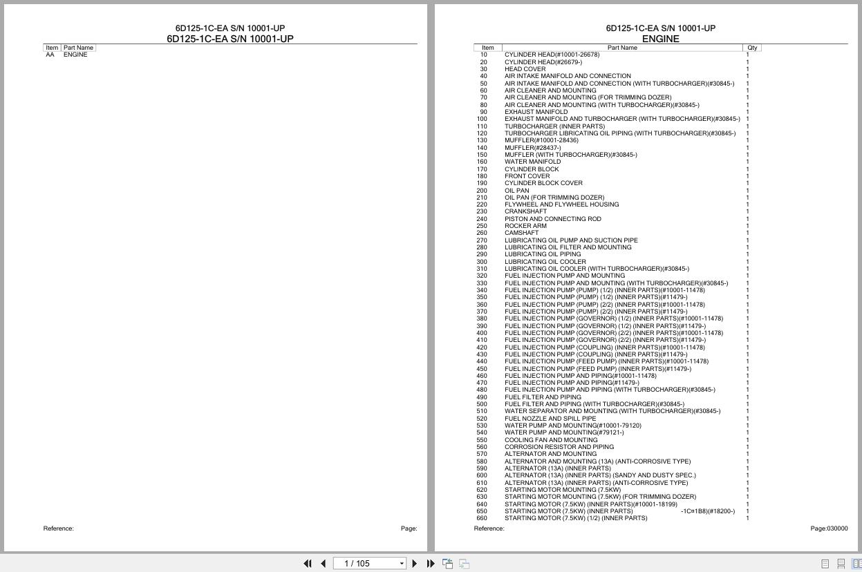 Komatsu Engine 6D125 1C EA 10001 UP Parts Catalog (1)
