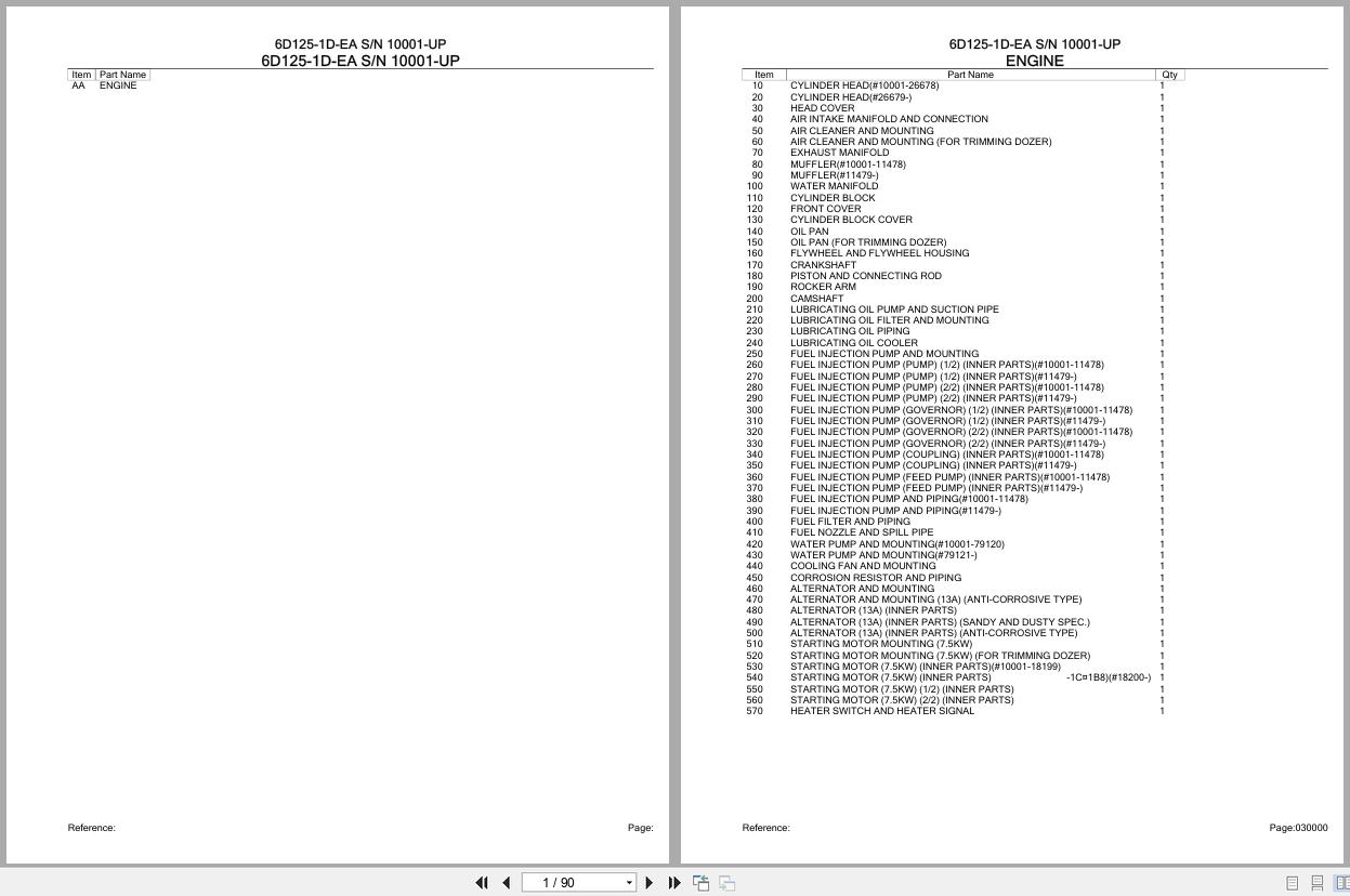 Komatsu Engine 6D125 1D EA 10001 UP Parts Catalog (1)