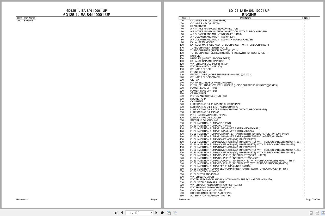 Komatsu Engine 6D125 1J EA 10001 UP Parts Catalog (1)